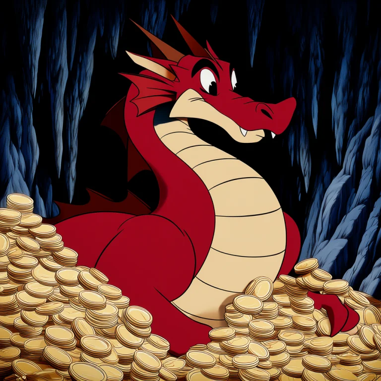 Disney Mid-century Animation, The Image Shows A Red Dragon S...