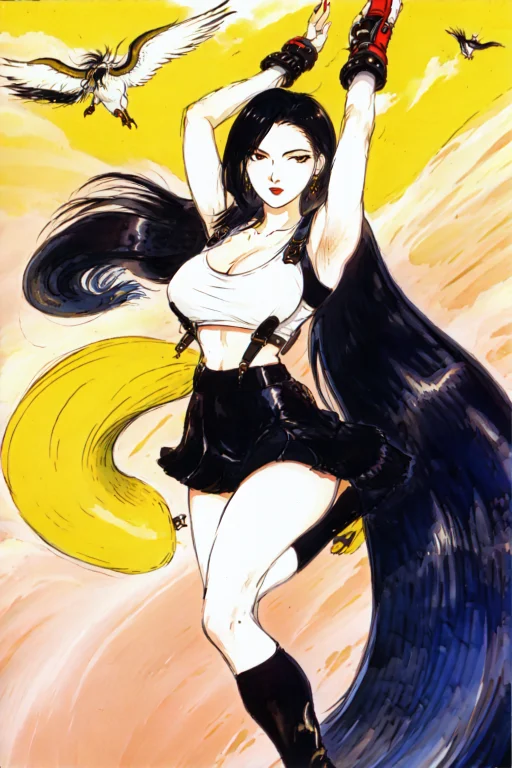 Amanoyoshitaka, 1990sstyle, 1girl, Absurdres, Bird, Finalfan...