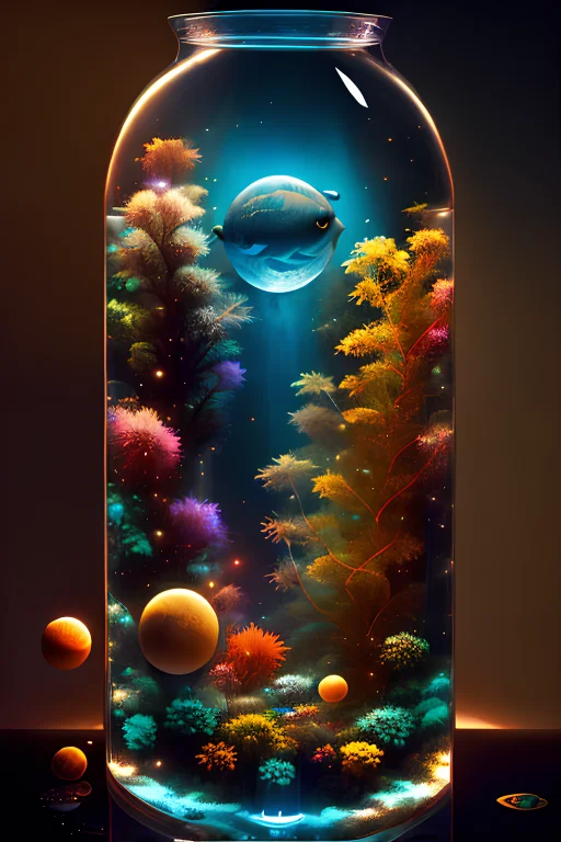 Mdjrny-v4 Style Planet Earth In A Fish Tank, Render, Rembran...