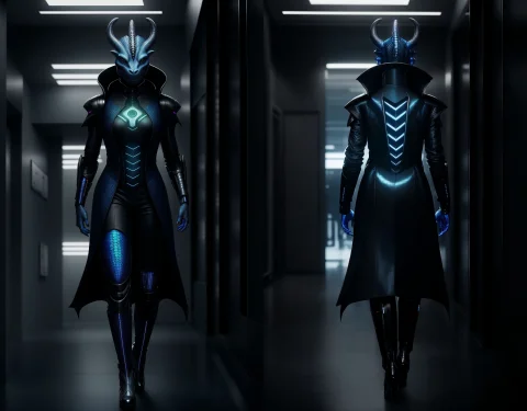 Hyperrealistic Raw Photo Of A Sci-fi Dragonborn Businesswoma... — Stable Diffusion AI Prompt: hyperrealistic RAW photo of a sci-fi ((dragonborn)) businesswoman, (walking away...