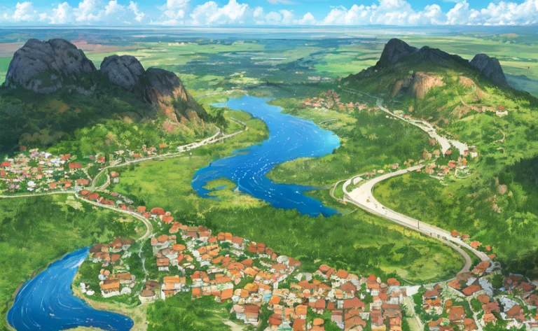 Concept Art, No Humans, Village, Rocks, Water Puddles, Count...
