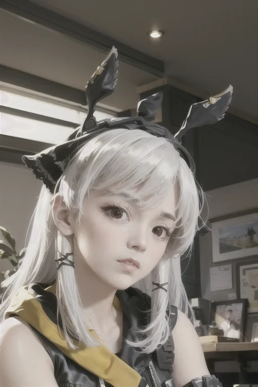 White Hair, Red Eyes, Headgear, Upper Body1.3, Raw Photo, Be...