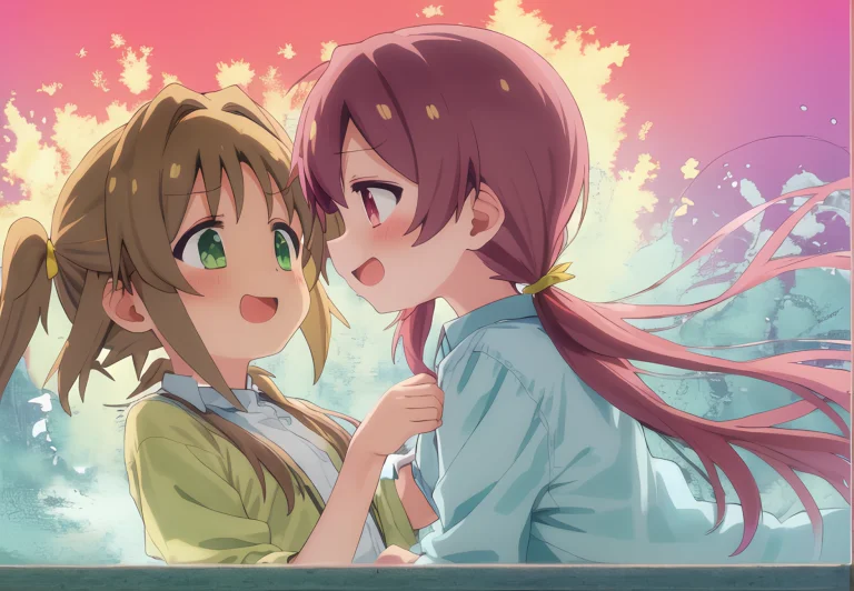 Murosakimiyo Okaasahi Beautiful Eyes, 2girls, Yuri, Green Ey...