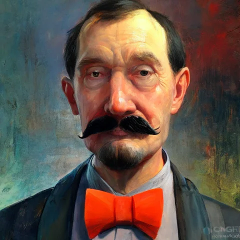 A Portrait Of A Man With A Mustache Wearing Suspenders And A... — Stable Diffusion AI Prompt: a portrait of a man with a mustache wearing suspenders and a bowtie , a portrait...
