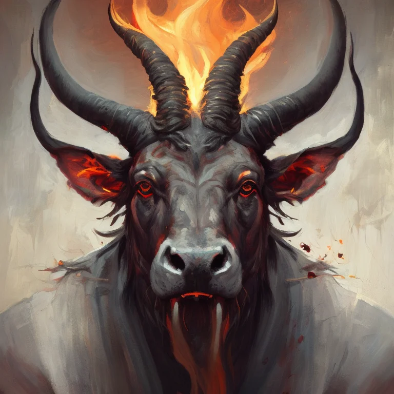 A Painting Of The Devil Devil In Darkness With Fire And Dark...