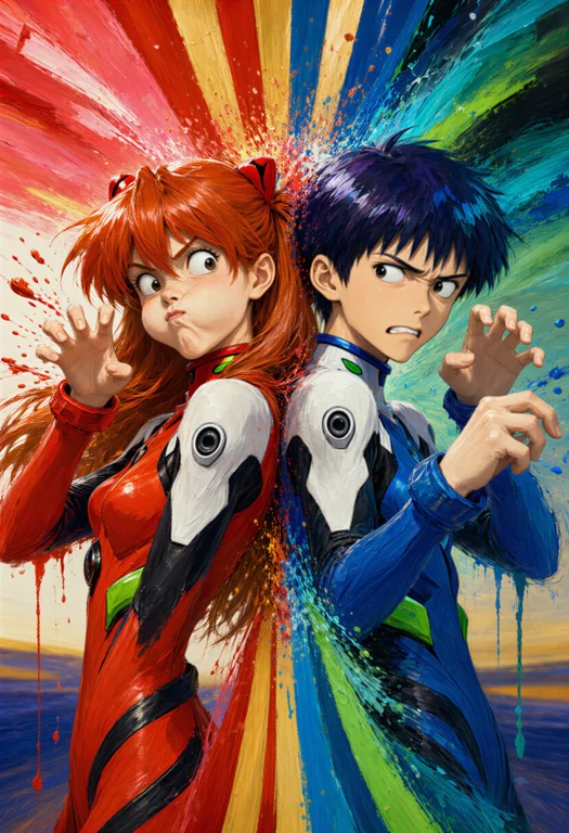 A Tightly Framed, Vertical Close-up Of Asuka Langley And Shi...