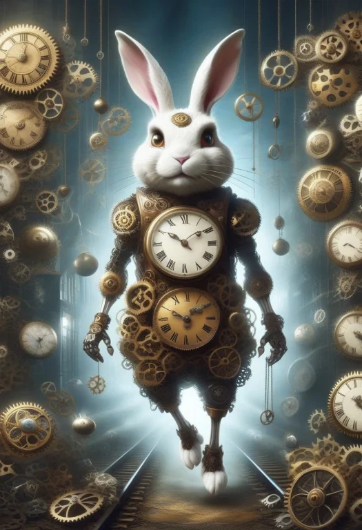 Steampunk Clockwork, A Panicked White Rabbit In A Waistcoat...