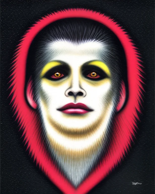 Gibbon, Close-up, Surreal Portrait, Phosphorescent, Acid Pas...