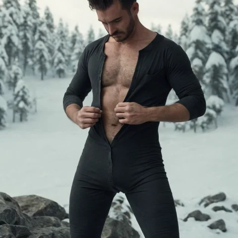 A Closeup Of An Attractive Man Wearing A Union Suit1.2 Lorau... — Stable Diffusion AI Prompt: A closeup of (an attractive man wearing a union suit:1.2) , (chest hair:1.4), m...