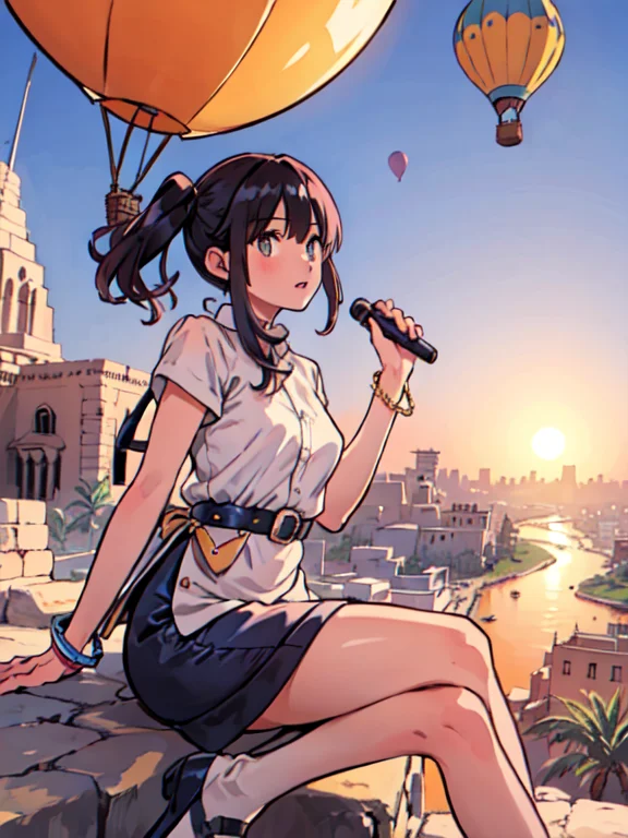 Best Quality, Detailed Background,1girl, Egypt ,hot Air Ball...
