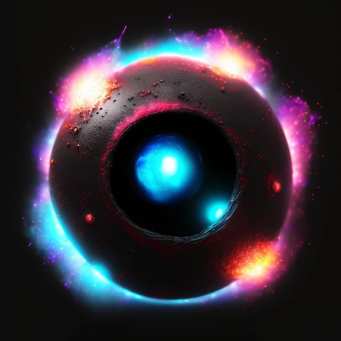 A Centered Steel Orb.swapblack Hole Explosion Into Colorful...