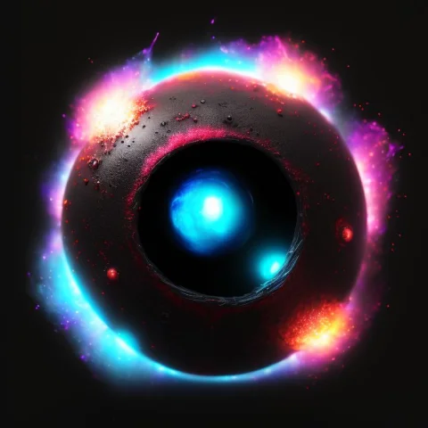 A Centered Steel Orb.swapblack Hole Explosion Into Colorful... — Stable Diffusion AI Prompt: A centered (steel orb).swap(black hole) (explosion into colorful powder on a bla...