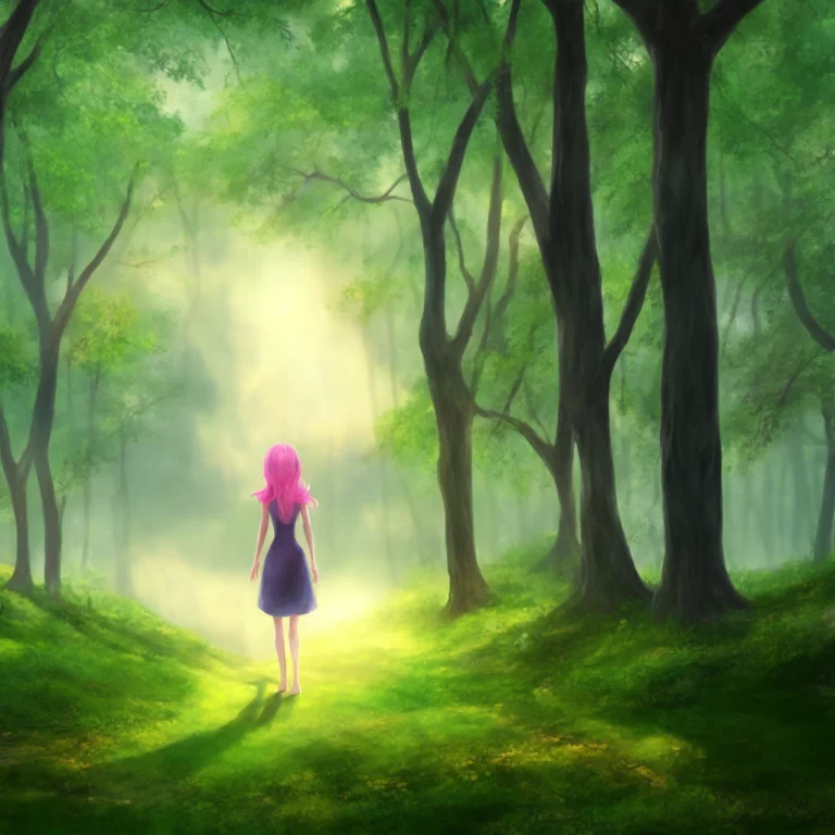 Textless, Pretty Woman Walking On A Path, Dreamy Bright Clea...