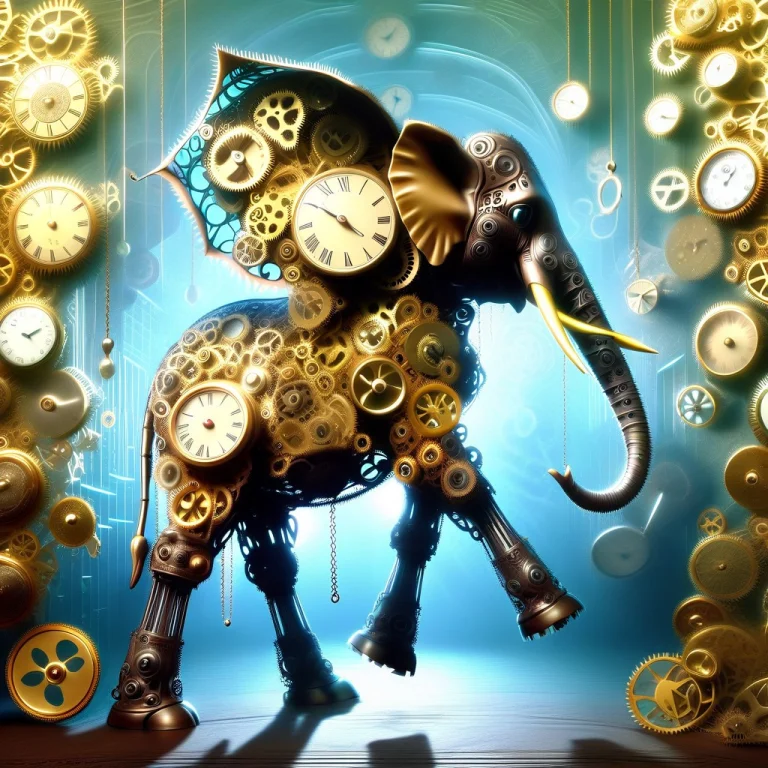 A Gigantic Victorian Clockwork Elephant Trying To Squeeze Th...