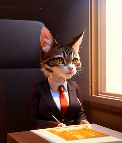 Female Cat As A Businessman, Ultra-detailed, Film Photograph... — Stable Diffusion AI Prompt: female cat as a businessman, ultra-detailed, film photography, light leaks, Larr...