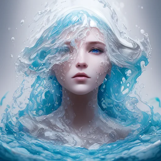 A Liquid Woman Made Of Liquid Splashes, Merging, Melting, Sp...