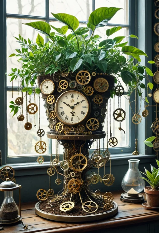 Clockstyle, Clockstyle, Photorealistic, A Potted Houseplant...