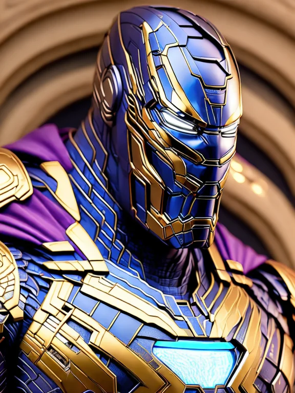 Marvel, Face Of Thanos, Realistic Face, All Body, Background...