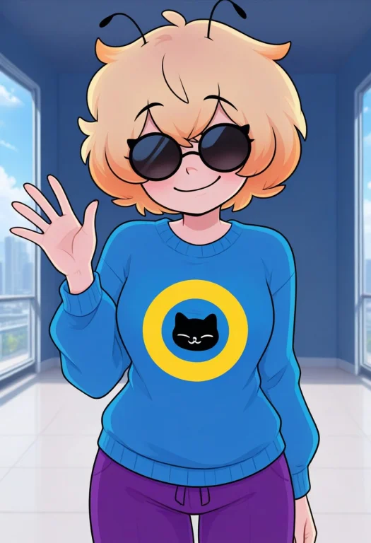 Merobeeyt, 1girl, Solo, Blonde Hair, Short Hair, Smile, Ante...