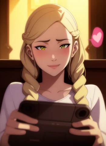 Beautiful Girl In Geek Shirt Playing Videogames On Xbox, Hol... — Stable Diffusion AI Prompt: beautiful girl in geek shirt playing videogames on Xbox, holding gamepad, lookin...