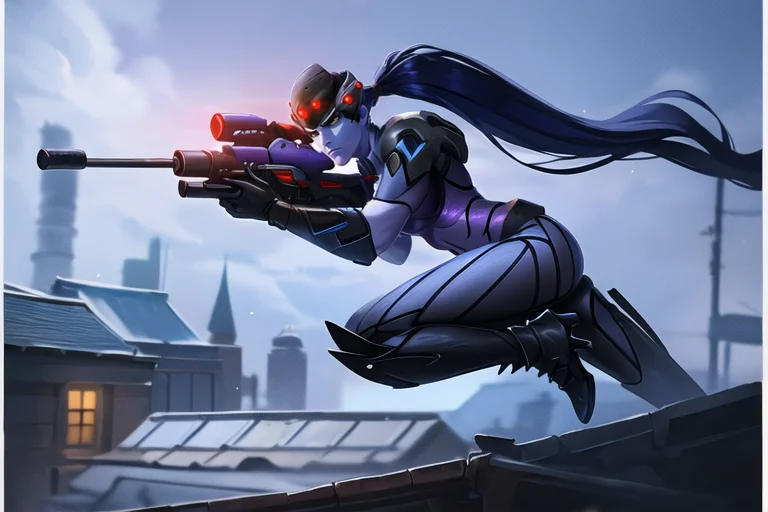 Widowmaker, Holding Weapon, Aiming To The Right, Death Glare...