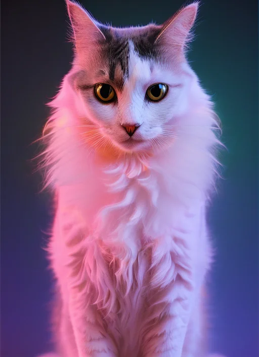 A Cat Mlloctst Standing In A Colorful Void, Synth, Ehereal,...