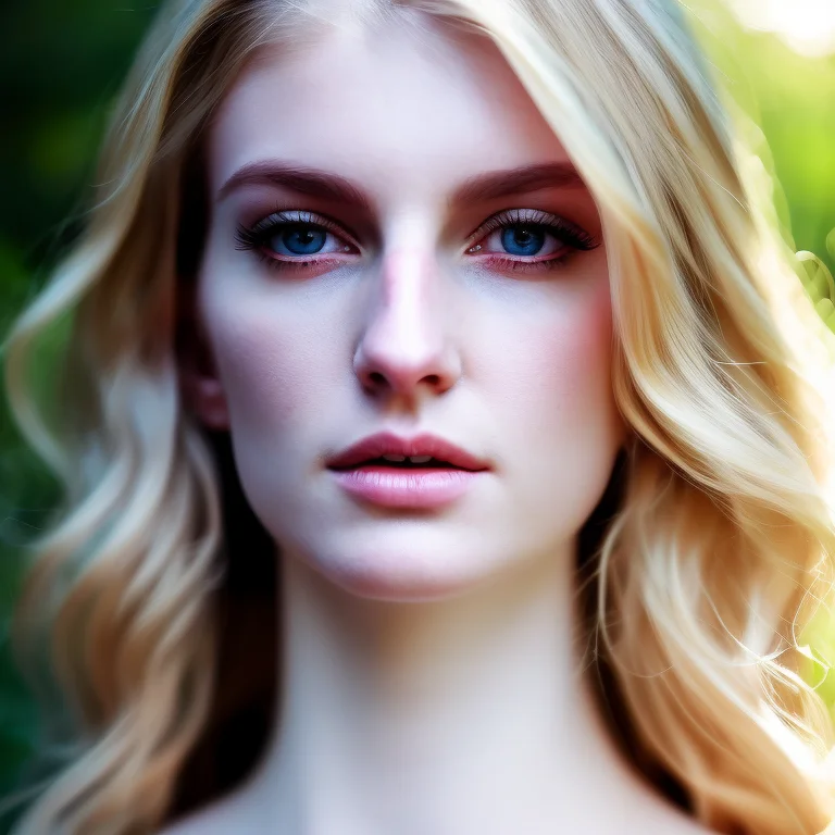 Portrait Of A Blonde Woman In A White Dress Posing For A Pic...