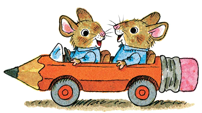 Two Mice In A Pencil Car By Richard Scarry. The Pencil Car I...