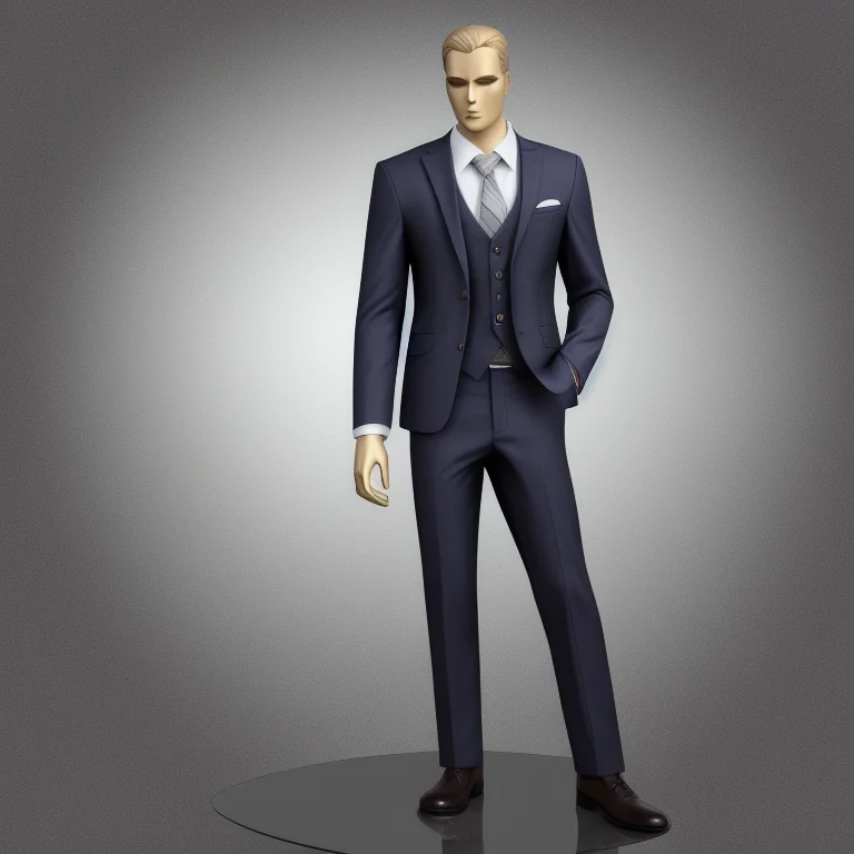 Concept Art Male Mannequin Top Body Shot. Business Suit. 3-q...