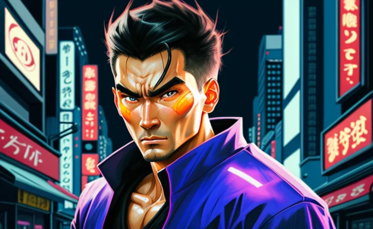 Create A Portrait Of A Cybernetic Ninja In The Style Of Genn...