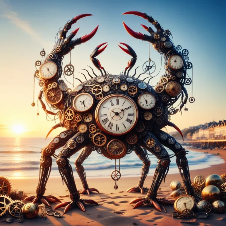 An Elegant Anthropomorphic Clockwork Crab As The Huge Centra...