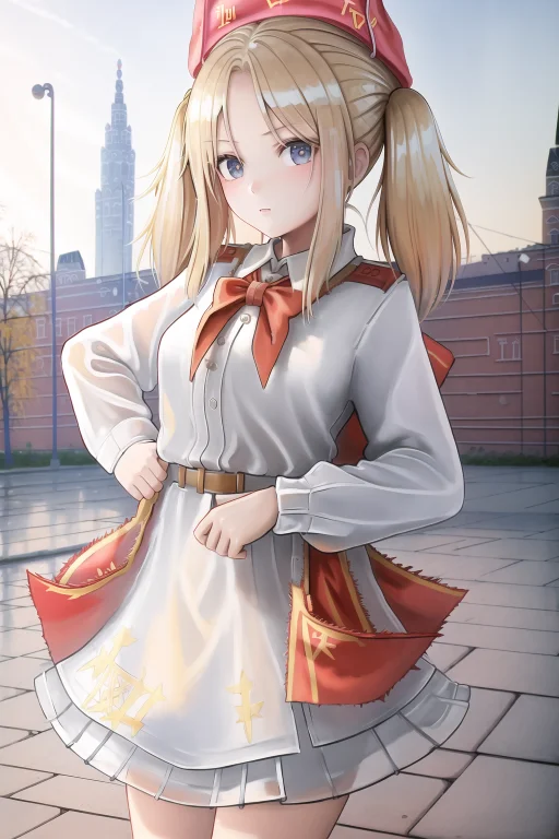 Masterpiece, Best Quality, 1girl, Soviet Pioneer, Soviet Fla...
