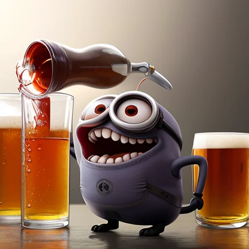 A Minion Shrieking And Gnashing Its Teeth, In A Glass Flask,...