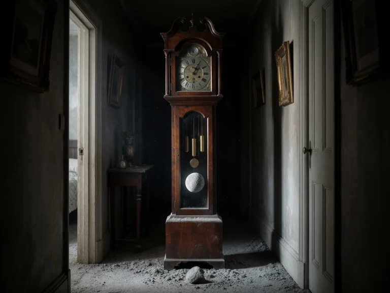 16. Cosmic Domesticity, A Classic Mahogany Grandfather Clock...
