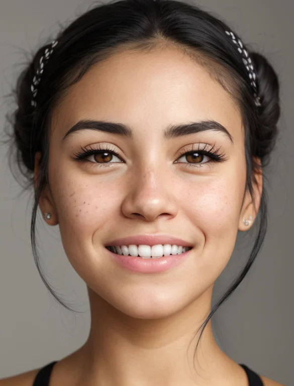 A Closeup Portrait, Photo Of A Smiling0.6 Girl, Latina1.3, F...