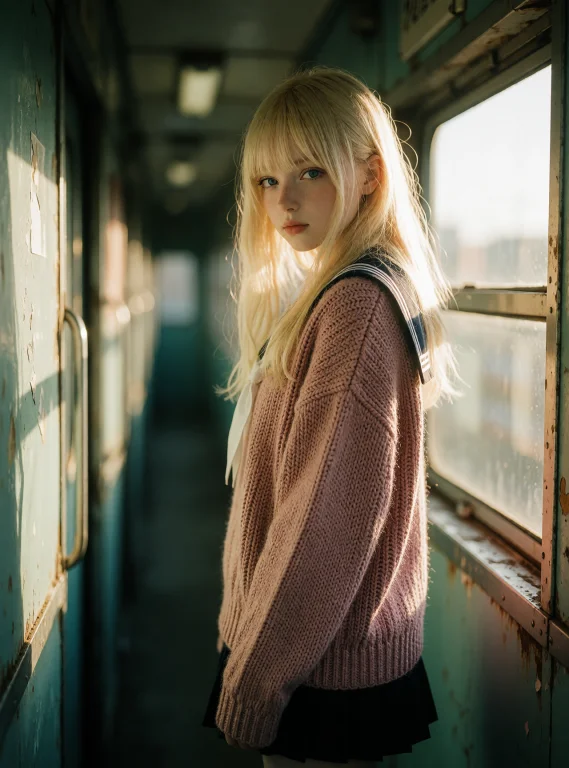 A Photorealistic Cinematic Portrait Of A Young Blonde Woman...