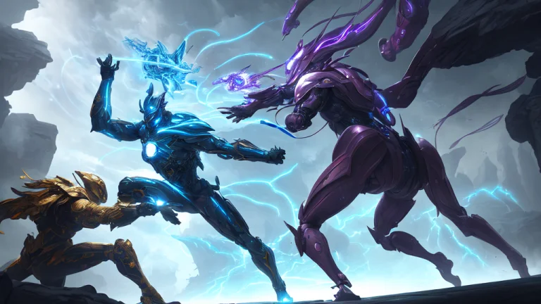 An Amazing Picture Of A Dynamic Magic Futuristic Battle, Dig...