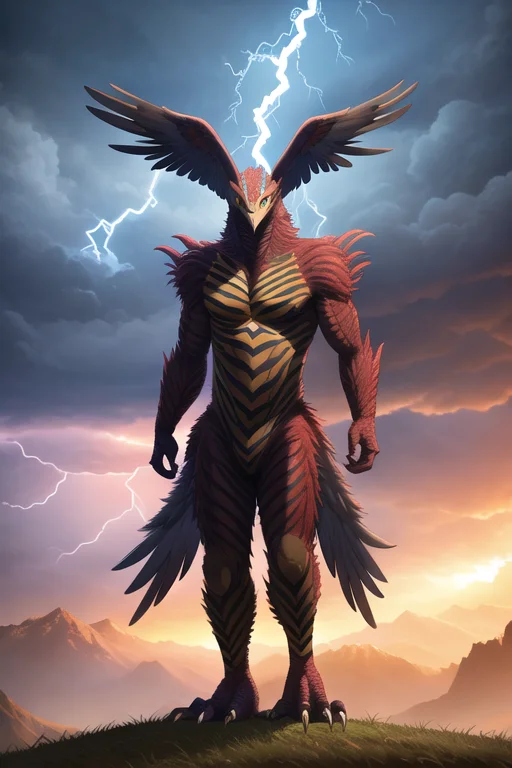 Majestic Glorious Thunderbird, Bird Monster, Lightning, Stor...
