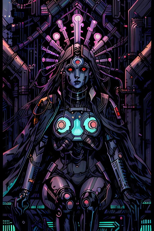 Portrait Futuristic Beautiful Cyberpunk Female Police, In He...