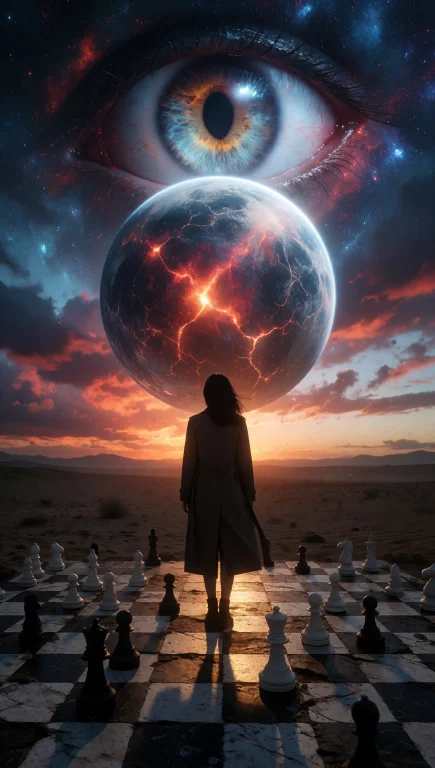 A Lone Woman-figure Viewed From Behind, Standing In Silhouet...