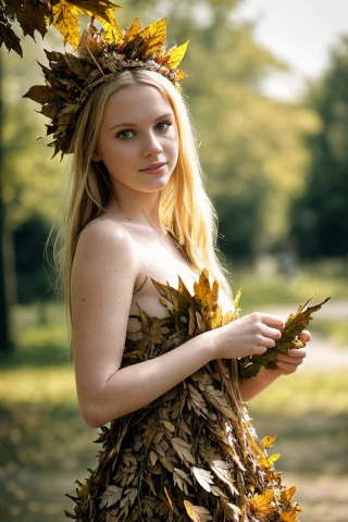 Candid Shot Of A Pretty Young Blonde Activist, Who Is Wearin... — Stable Diffusion AI Prompt: Candid shot of a pretty young blonde activist, who is wearing a dress made of le...