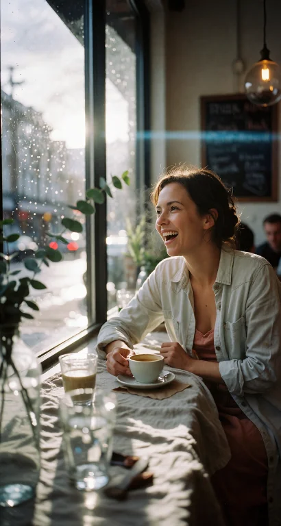 Cinematic Candid Everyday Portrait Photograph Of A Woman In...