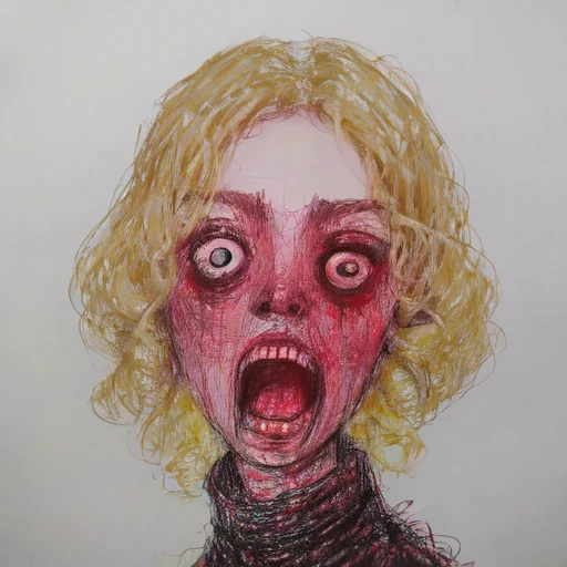 1girl, Screaming, Madziowap, Jaggy Lines, Drawing, Cute, Ado...