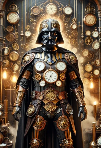 Masterpiece, Hyper-detailed Steampunk Darth Vader, Intricate... — SDXL AI Prompt: masterpiece, Hyper-detailed steampunk Darth Vader, intricate armor crafted from...