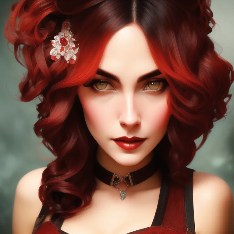 Portrait Of Beautiful Toned Forgetful Woman With Crimson S-w...