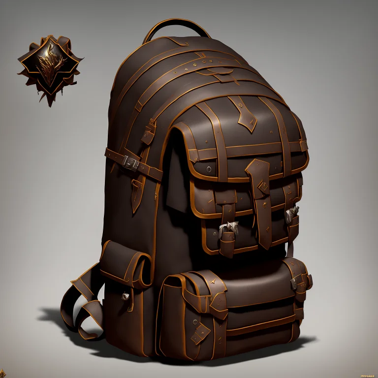 Styilized Legendary Leather Backpack Object Concept Art, Awa...