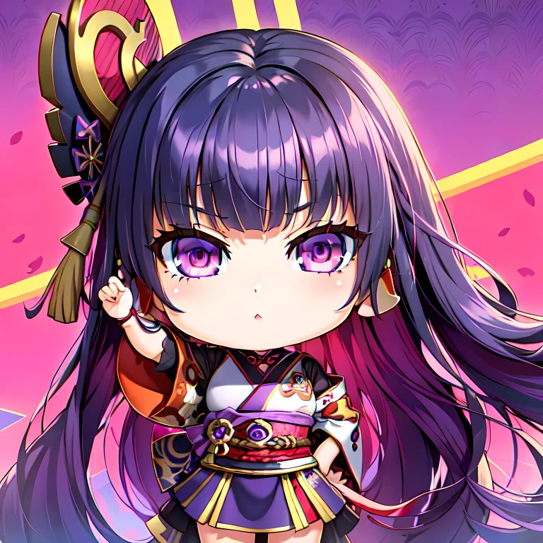 1girl, Masterpiece, Straight Purple Hair, Messy Hair, Raiden...