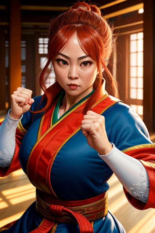 Foreshorten Kung Fu Woman Thin1.1 Athletic Fists Robes1.1 Fi...
