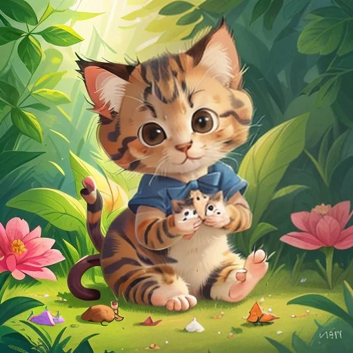Nice Cute Kitten Plays With A Butterfly