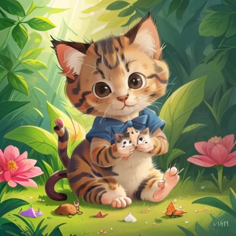 Nice Cute Kitten Plays With A Butterfly — Stable Diffusion AI Prompt: nice cute kitten plays with a butterfly